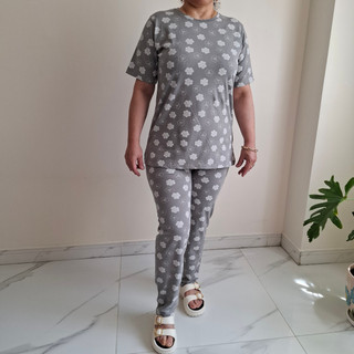 ست خانگی زنانه نخ پنبه طرح گل مناسب تا سایز 46 تولید اختصاصی بوتیک تکنس