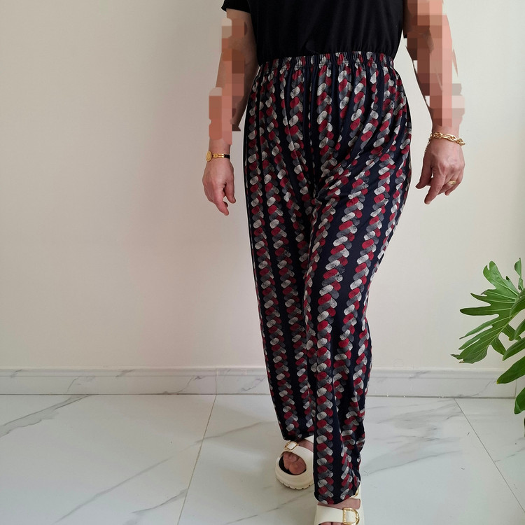 شلوار راحتی زنانه طرحدار قرمز مناسب تا سایز 58