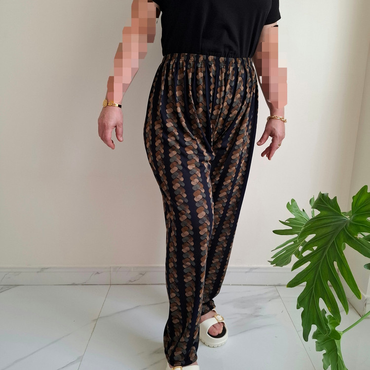 شلوار زنانه راحتی سبز طرحدار با پارچه نرم