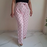 شلوار راحتی زنانه نخی طرح CK نقرهکوب رنگ صورتی مناسب تا سایز 50