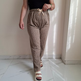 شلوار خانگی زنانه سایز بزرگ نخ پنبه شکلاتی طرح ستاره