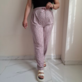 شلوار خانگی زنانه سایز بزرگ نخ پنبه صورتی طرح ستاره